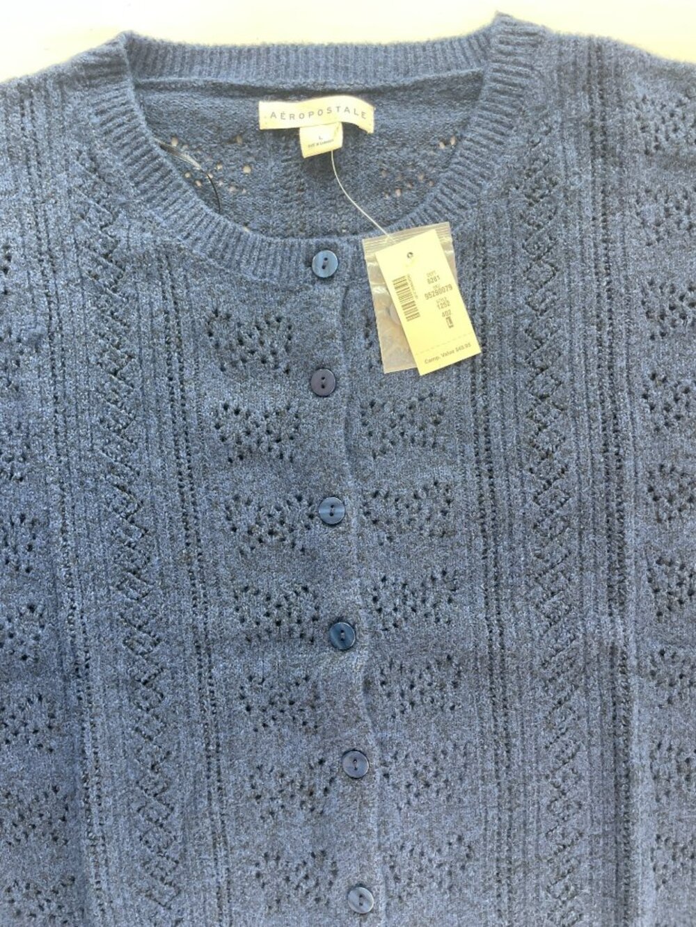 Aeropostale Knit Button-Up Cardigan Sweater Blue Women's Size Large MSRP$50 NWT - Picture 3 of 7